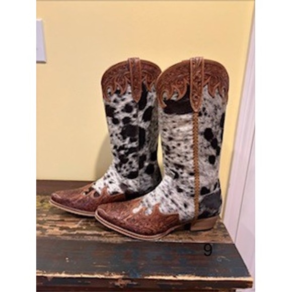 Myra Bag Adelaide Hair On Hide Tooled Leather Western Cowboy Boots Size 9 NWT - Picture 10 of 10